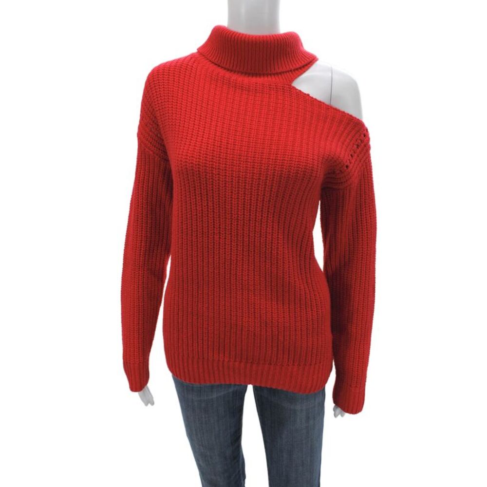 ASTR Women Pullover Sweater Red Turtleneck Cotton Long Sleeve Size S